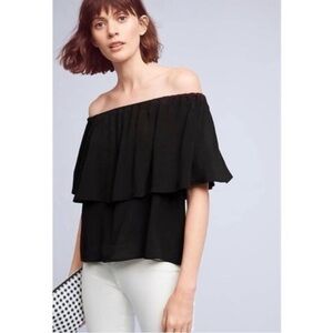 HOLDING HORSES from Anthropologie Black Off-Shoulder Top